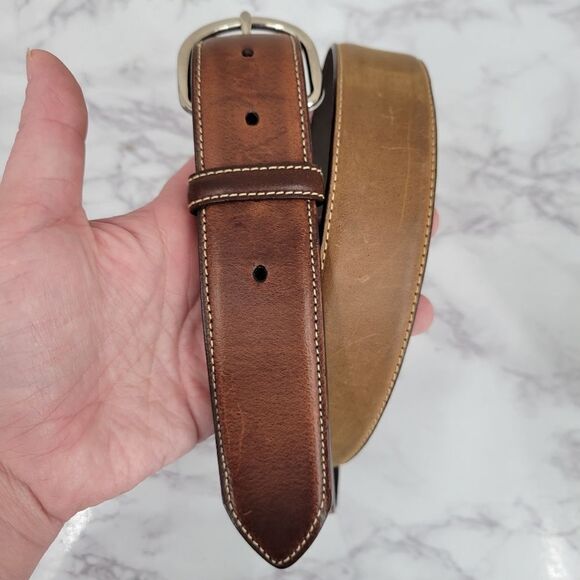 Nocona Men's Tan Top Hand Leather Western Belt with Concho Laced Billet - Picture 4 of 14